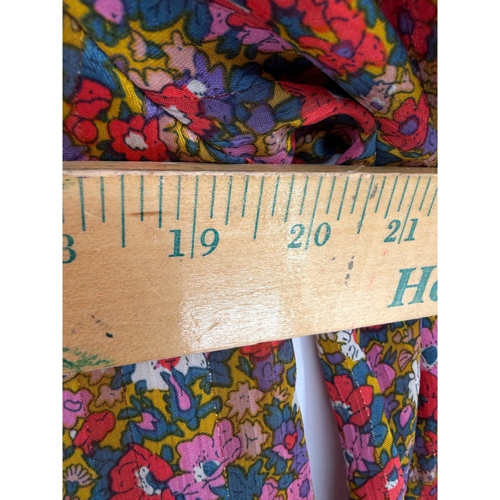 Melloday Floral Blouse Womens Medium Multi-Color Boho Romantic Whimsical Peasant - Picture 7 of 11